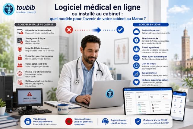 Logiciel médical en ligne ou installé au cabinet : quel modèle pour l'avenir de votre cabinet au Maroc ?